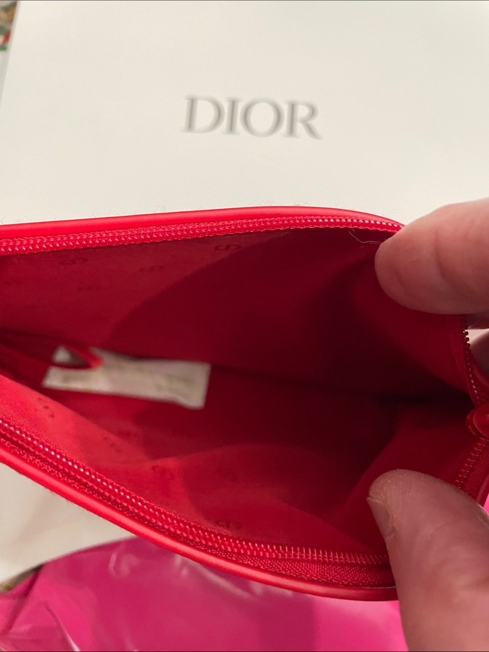 Dior Red Patent Cosmetic Pouch bundle with Dior dust bag - Picture 9 of 10